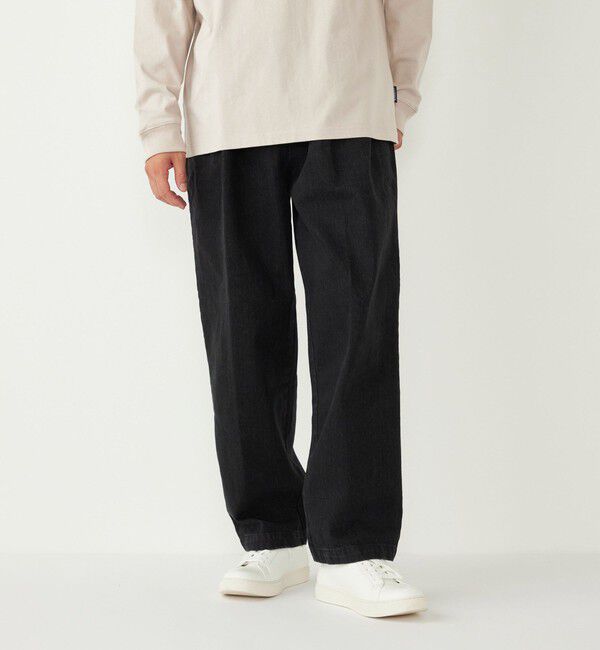 SHIPS Colors 「SHIPS Colors:〈洗濯機可能〉デニム ワイド テーパード トラウザーズ◇」|デニム|ブラック