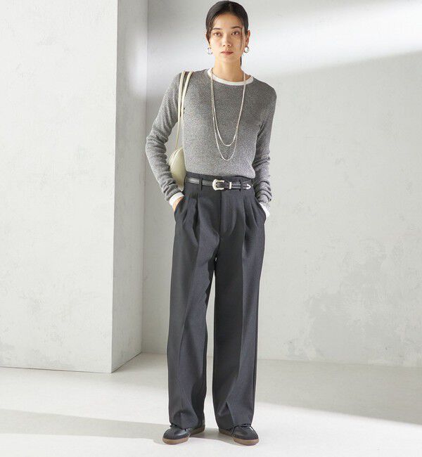 SHIPS for women「〈手洗い可能〉ラメ シアー リブ ニット プルオーバー」|ニット・セーター|