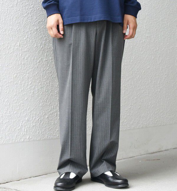 SHIPS any「SHIPS any: LIM BLESS ソリッド/ストライプ 2プリーツ セミワイド イージーパンツ(セットアップ対応)◇」|チノ|