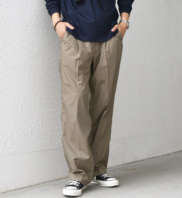 SHIPS any「SHIPS any: LIM BLESS ソリッド/ストライプ 2プリーツ セミワイド イージーパンツ(セットアップ対応)◇」|チノ|カーキ