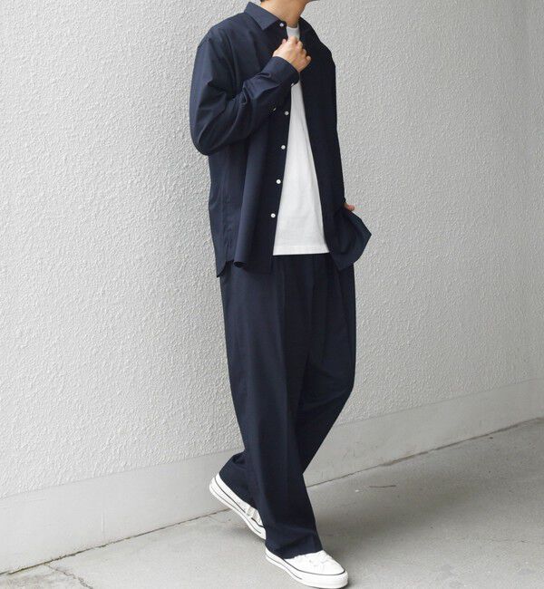 SHIPS any「SHIPS any: LIM BLESS ソリッド/ストライプ 2プリーツ セミワイド イージーパンツ(セットアップ対応)◇」|チノ|