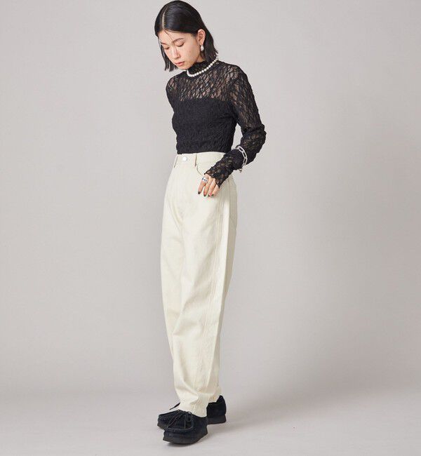 SHIPS for women「SHIPS NINE CASE:〈手洗い可能〉シアー レース ハイネック プルオーバー」|Tシャツ・カットソー|