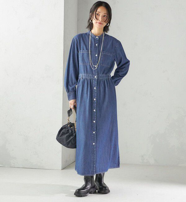 SHIPS for women「〈洗濯機可能〉ライトオンス デニム ウエスト 切替 ワンピース」|ワンピース|
