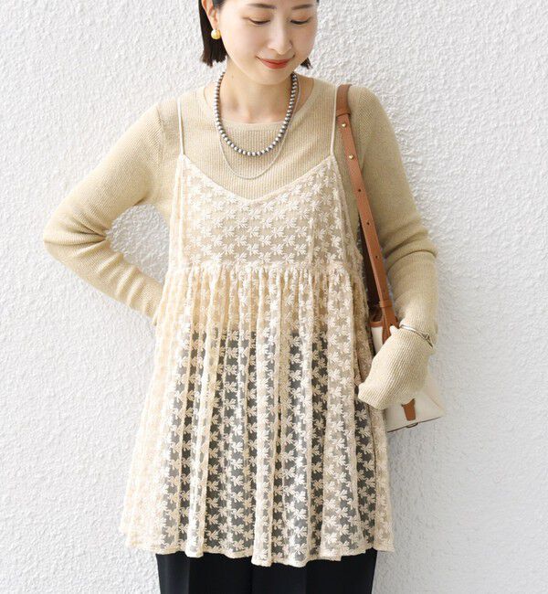 SHIPS for women「〈手洗い可能〉フラワー チュール 刺繍 チュニック ワンピース」|チュニック|