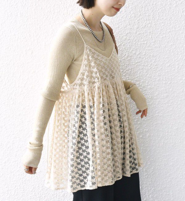 SHIPS for women「〈手洗い可能〉フラワー チュール 刺繍 チュニック ワンピース」|チュニック|