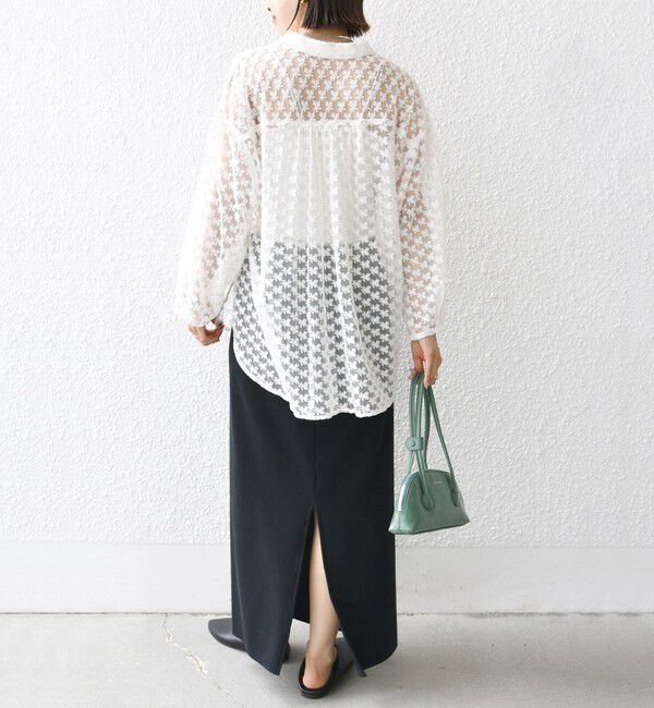 SHIPS for women「〈手洗い可能〉フラワー チュール 刺繍 シャツ」|シャツ・ブラウス|