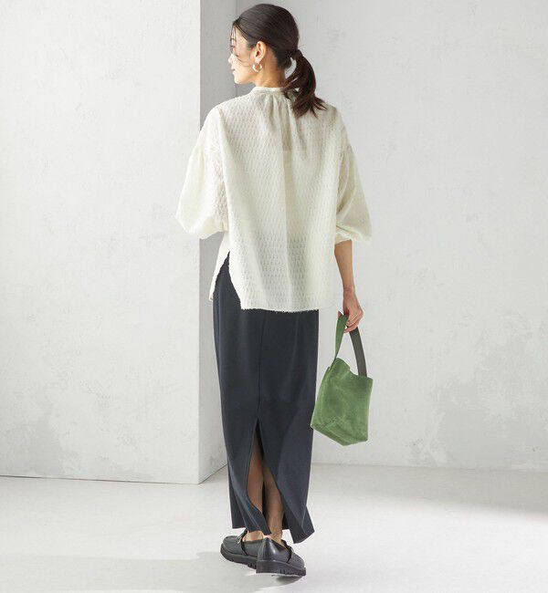 SHIPS for women「〈手洗い可能〉シアー ジャカード 袖 シャーリング ブラウス」|シャツ・ブラウス|