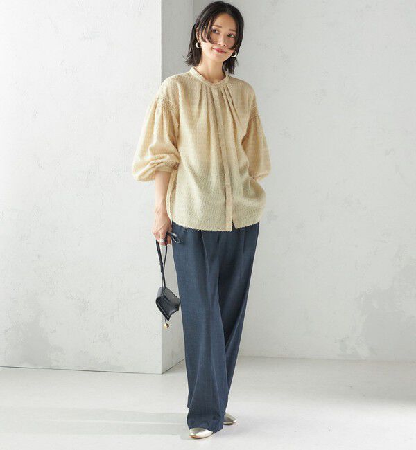 SHIPS for women「〈手洗い可能〉シアー ジャカード 袖 シャーリング ブラウス」|シャツ・ブラウス|