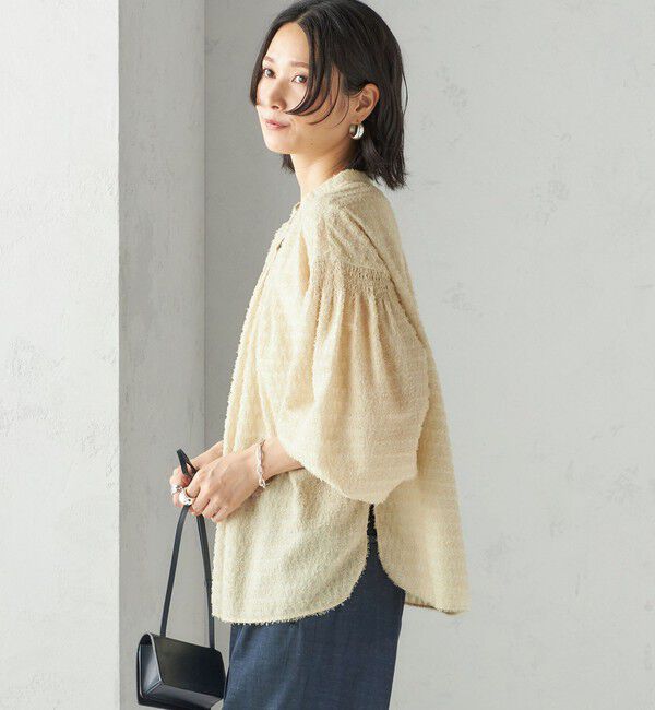 SHIPS for women「〈手洗い可能〉シアー ジャカード 袖 シャーリング ブラウス」|シャツ・ブラウス|