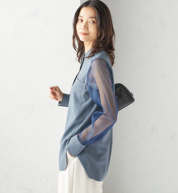 SHIPS for women「〈手洗い可能〉シアー 袖 ポケット デザイン シャツ」|シャツ・ブラウス|