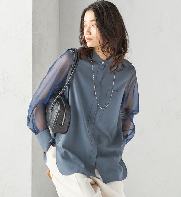 SHIPS for women「〈手洗い可能〉シアー 袖 ポケット デザイン シャツ」|シャツ・ブラウス|