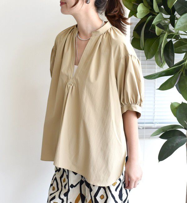 SHIPS for women「〈手洗い可能〉RENU ソフト タイプライター スキッパー 5分袖 ブラウス」|シャツ・ブラウス|