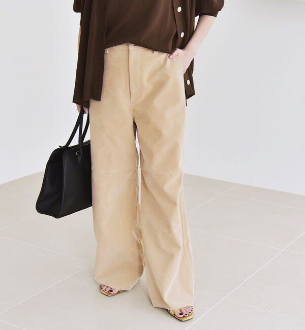 quaranciel「quaranciel:〈洗濯機可能〉ポリエステル スエード ワイド パンツ」|その他|