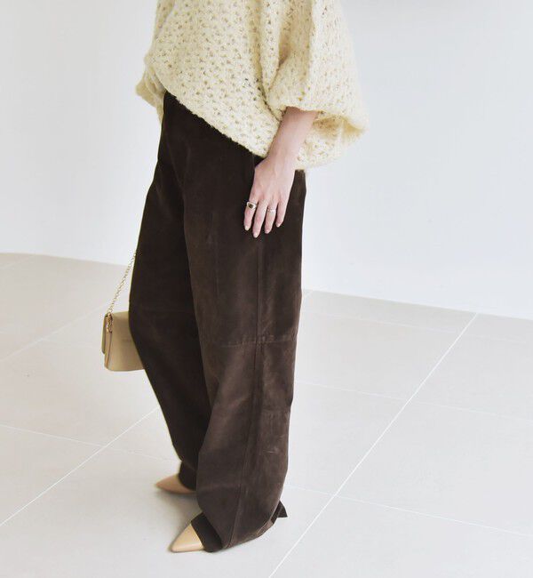 quaranciel「quaranciel:〈洗濯機可能〉ポリエステル スエード ワイド パンツ」|その他|