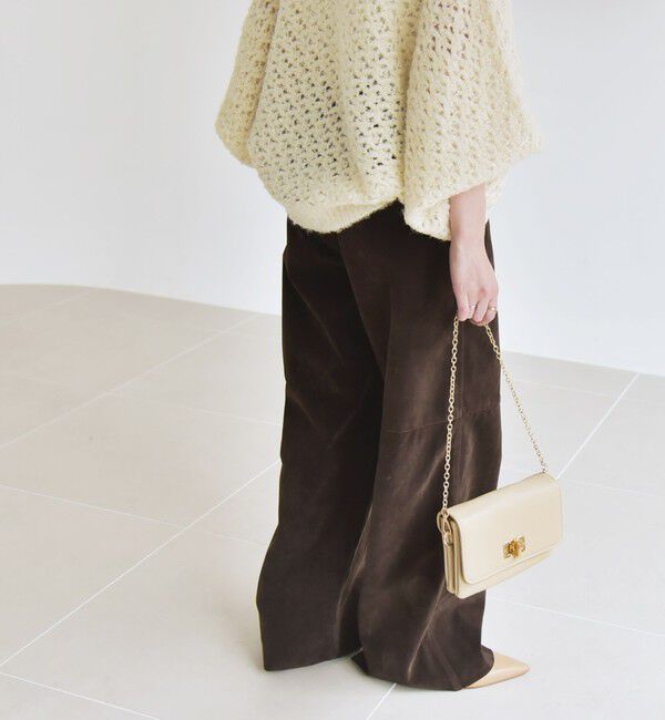 quaranciel「quaranciel:〈洗濯機可能〉ポリエステル スエード ワイド パンツ」|その他|