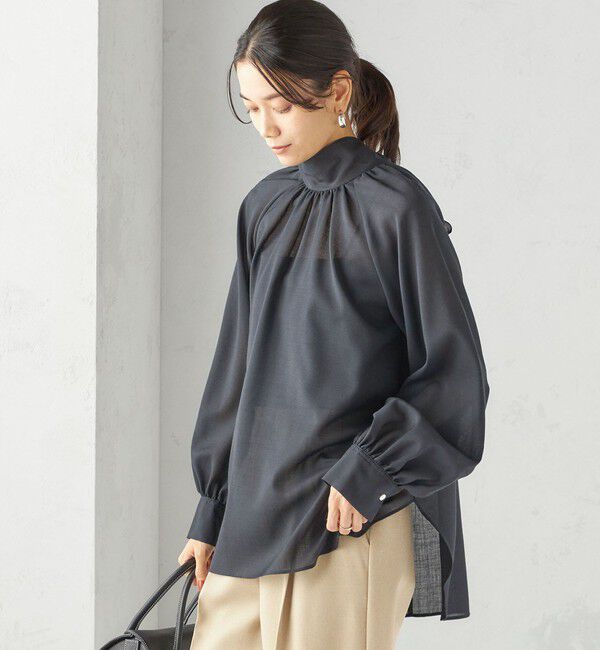 SHIPS for women「〈手洗い可能〉ウール混 シアー ボイル リボン ブラウス」|シャツ・ブラウス|