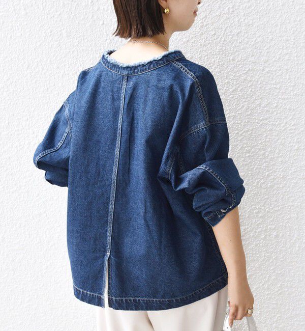 SHIPS for women「【WEB限定】〈洗濯機可能〉ノーカラー デニム カバー オール」|デニムジャケット|