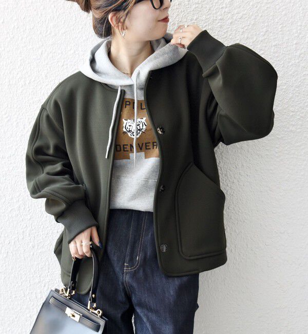 SHIPS any「SHIPS any:〈洗濯機可能〉ダンボール ノーカラー コンパクト ブルゾン」|ブルゾン・スタジャン|