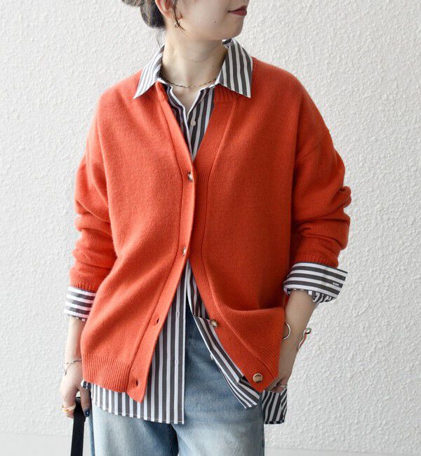 SHIPS any「SHIPS any:〈手洗い可能〉AQUA カシミヤ ミックス スキッパー カーディガン」|カーディガン|