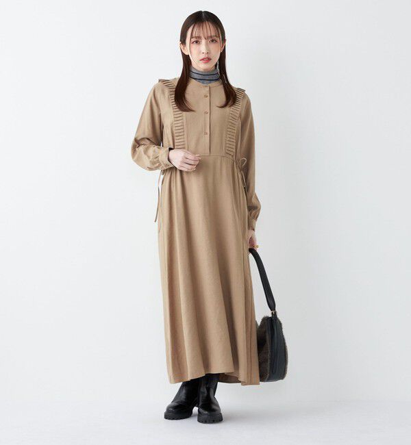 SHIPS Colors 「SHIPS Colors:〈手洗い可能〉プリーツ デザイン ロングスリーブ ワンピース◇」|ワンピース|