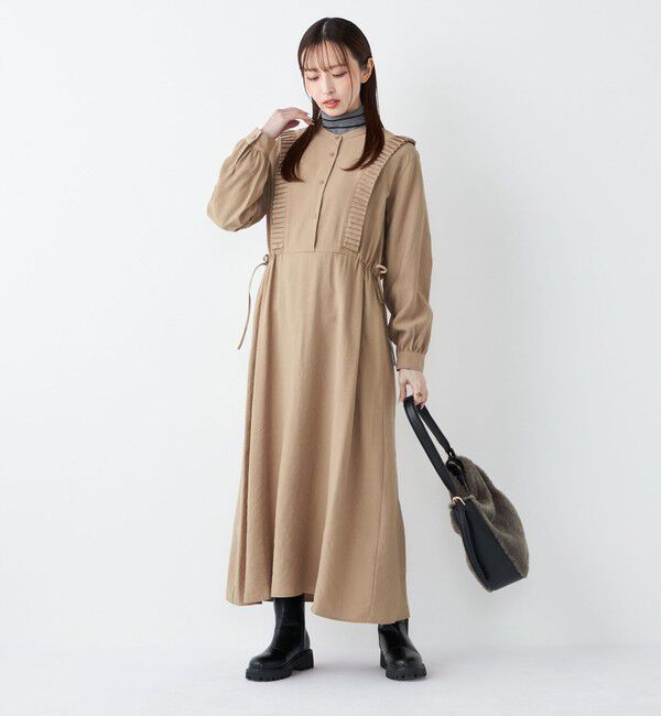 SHIPS Colors 「SHIPS Colors:〈手洗い可能〉プリーツ デザイン ロングスリーブ ワンピース◇」|ワンピース|