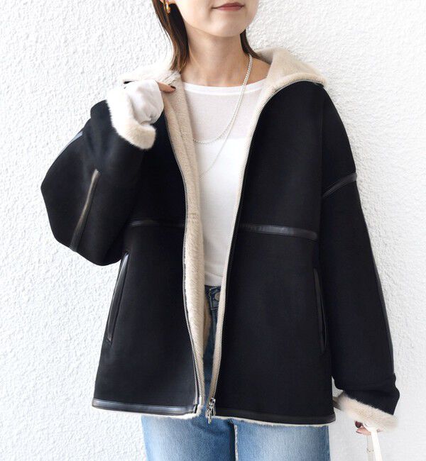 SHIPS for women「フェイク ムートン ジップ コート」|その他|