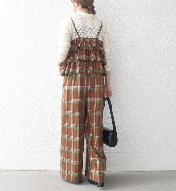 SHIPS any「SHIPS any:〈洗濯機可能〉チェック フリル ティアード サロペット」|オールインワン|