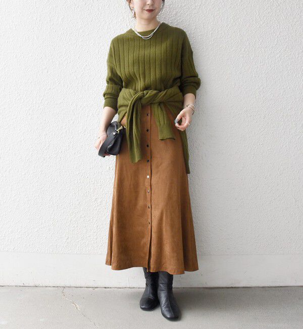 SHIPS any「SHIPS any: ポリエステル スエード フロント ボタン Aライン スカート」|スカート|