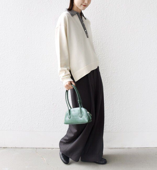 SHIPS for women「【WEB限定】〈手洗い可能〉サイド スリット ゴールド 釦 ポロ ニット」|ニット・セーター|