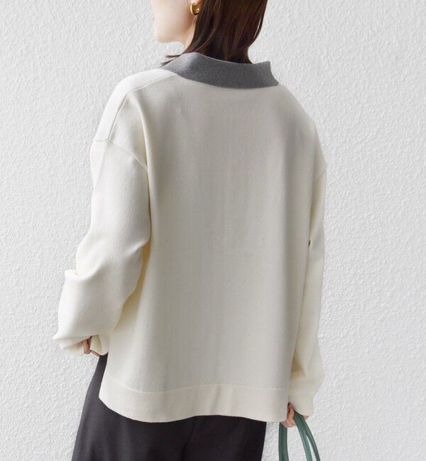 SHIPS for women「【WEB限定】〈手洗い可能〉サイド スリット ゴールド 釦 ポロ ニット」|ニット・セーター|