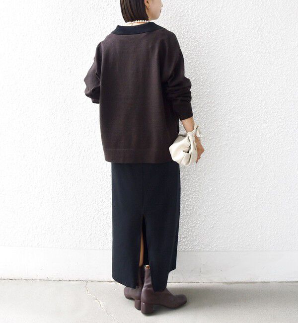 SHIPS for women「【WEB限定】〈手洗い可能〉サイド スリット ゴールド 釦 ポロ ニット」|ニット・セーター|