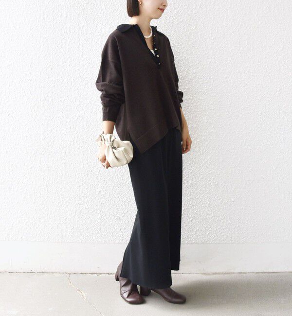 SHIPS for women「【WEB限定】〈手洗い可能〉サイド スリット ゴールド 釦 ポロ ニット」|ニット・セーター|