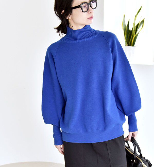 quaranciel「quaranciel:〈洗濯機可能〉タートルネック ラグラン ロングリブ ニット プルオーバー」|ニット・セーター|