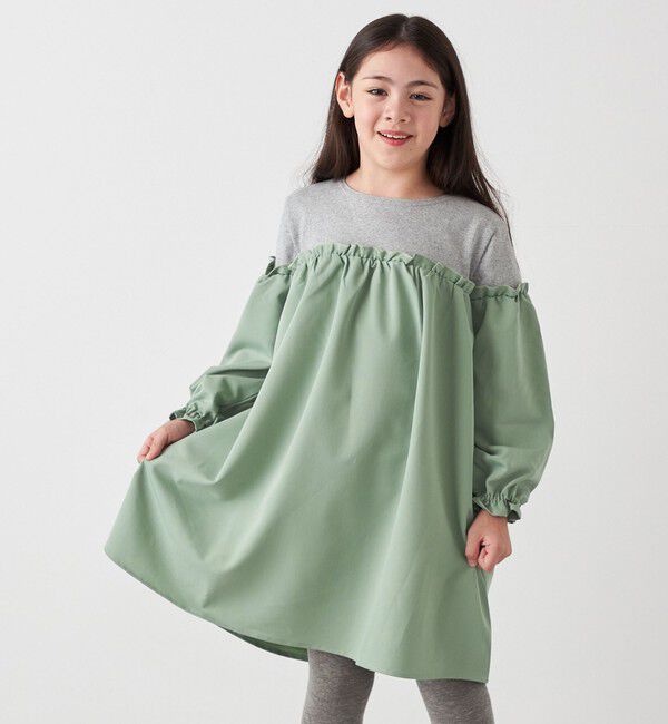 SHIPS any「SHIPS any:〈洗濯機可能〉ボーダー/ソリッド 切り替え ワンピース<KIDS>」|ワンピース|