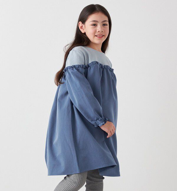 SHIPS any「SHIPS any:〈洗濯機可能〉ボーダー/ソリッド 切り替え ワンピース<KIDS>」|ワンピース|