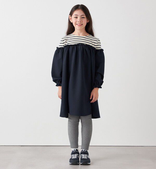 SHIPS any「SHIPS any:〈洗濯機可能〉ボーダー/ソリッド 切り替え ワンピース<KIDS>」|ワンピース|