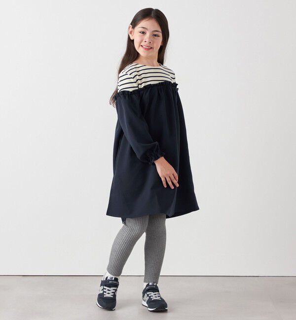 SHIPS any「SHIPS any:〈洗濯機可能〉ボーダー/ソリッド 切り替え ワンピース<KIDS>」|ワンピース|