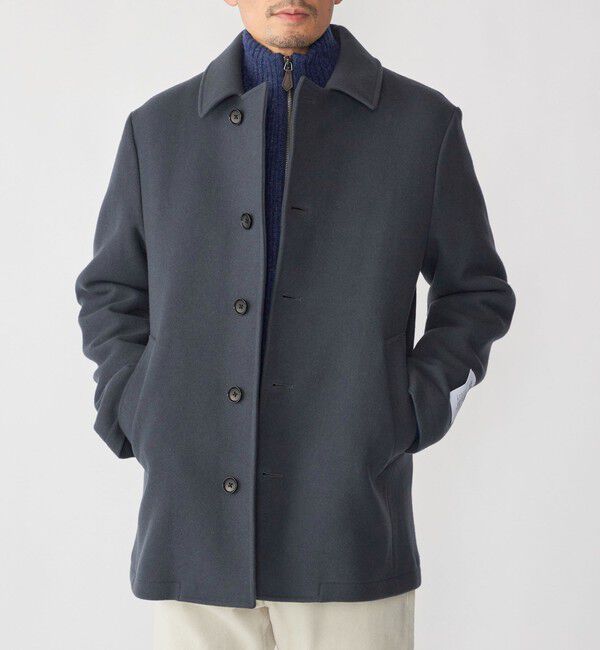 SHIPS「SHIPS: S140 ウールシルク シングル ピーコート」|ピーコート|スカイブルー