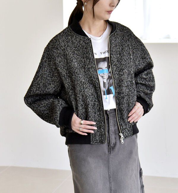 quaranciel「quaranciel: ツイード ダブル ジップ ブルゾン」|ブルゾン・スタジャン|