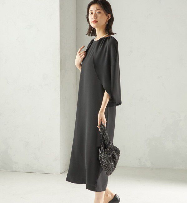 SHIPS for women「troisiemeCHACO:〈手洗い可能〉ジョーゼット ケープ ワンピース（セレモニー対応可）」|ワンピース|