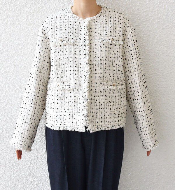 SHIPS for women「【SHIPS別注】troisiemeCHACO: ツイード ジャケット（セレモニー対応可）」|ノーカラージャケット|