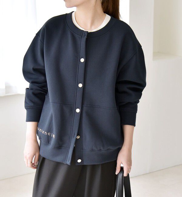 quaranciel「quaranciel:〈洗濯機可能〉スタッズ ロゴ ダンボール スウェット カーディガン」|スウェット・ジャージ|