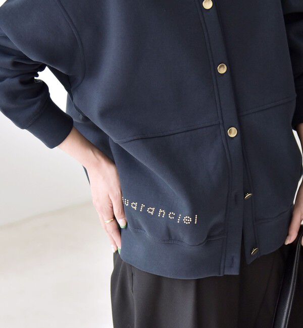 quaranciel「quaranciel:〈洗濯機可能〉スタッズ ロゴ ダンボール スウェット カーディガン」|スウェット・ジャージ|