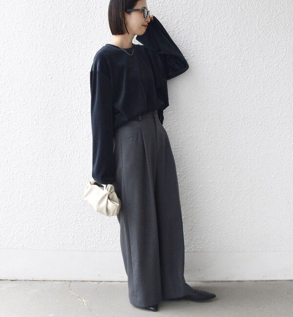 SHIPS for women「〈手洗い可能〉コットン ポリエステル ベロア ワイド スリーブ」|Tシャツ・カットソー|