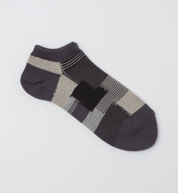 SHIPS「ANONYMOUS: パッチワーク アンクル ソックス」|ソックス|グレー