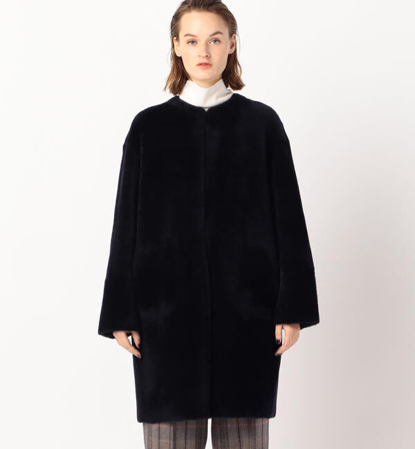 TOMORROWLAND collection「メリノムートン ノーカラーコート」|ノーカラーコート|