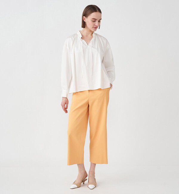 Ballsey「ハイカウントサテン ネックフリルブラウス」|シャツ・ブラウス|