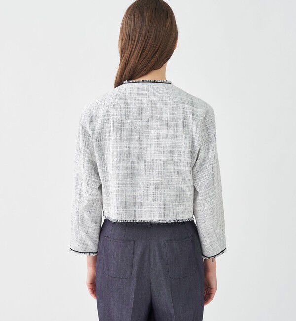 Ballsey「ロングスラブツイード クルーネックジャケット」|ノーカラージャケット|