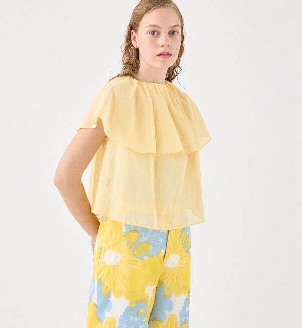 TOMORROWLAND collection「ルコットンオーガンジー カスケードラッフルカラーブラウス」|シャツ・ブラウス|