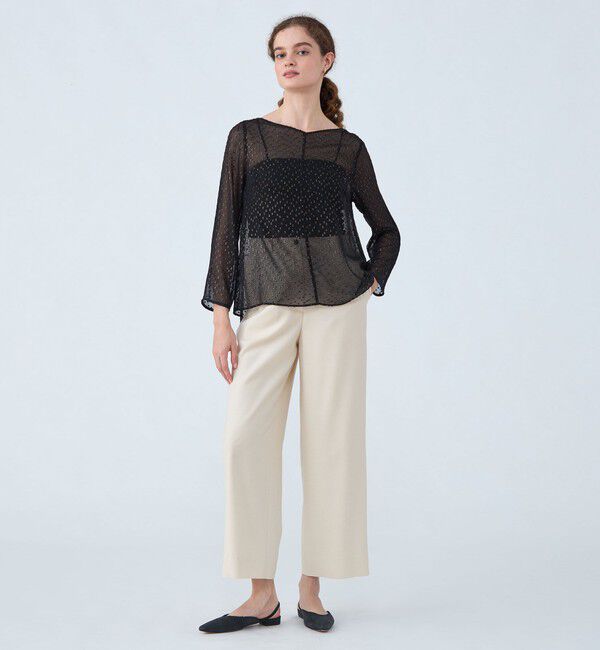 Ballsey「フォイルカットジャカード Vボートネックブラウス」|シャツ・ブラウス|